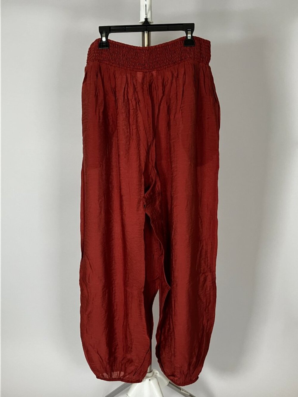 NWT Anthropologie Celandine Smocked Balloon Pants Deep Auburn Barrel Trousers M - Picture 7 of 10